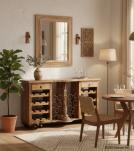 SOLID RECLAIMED TEAK WOOD & IRON BAR