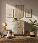 SOLID RECLAIMED TEAK WOOD & IRON LIQUOR + WINE CABINET