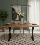 LIVE EDGE SUAR WOOD TABLE WITH METAL BASE