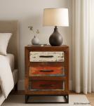 SOLID RECLAIMED TEAK WOOD END TABLE / NIGHTSTAND 3 DRAWERS