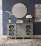 HAND CARVED SOLID WOOD SIDEBOARD W/ 2 DOORS & 4 DRAWERS