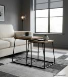 SET OF 2 SOLID WOOD & IRON END TABLES