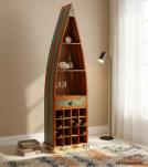 RECLAIMED WOOD BOAT NAUTICAL WINE RACK BOOKCASE W/ SHELVES