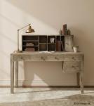 2 PIECE SOLID WOOD DESK W/ 5 DRAWERS + ORGANIZER