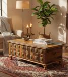 Brass Inlay Buddha Reclaimed Wood Trunk