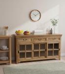 TRADITIONAL SOLID WOOD 3 DOOR SLIDERS WITH DRAWERS SIDEBOARD