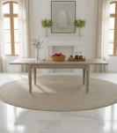 EXTENDABLE SOLID WOOD DINING TABLE W/ SELF-STORING EXTENSIONS