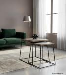 SET OF 2 SOLID WOOD & IRON END TABLES