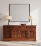 4 DOOR CARVED WOOD SIDEBOARD W/ DRAWERS