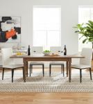 EXTENDABLE SOLID WOOD DINING TABLE W/ SELF-STORING EXTENSIONS