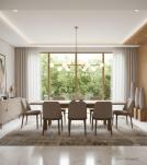 EXTENDABLE SOLID WOOD DINING TABLE W/ SELF-STORING EXTENSIONS