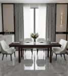 EXTENDABLE SOLID WOOD DINING TABLE W/ SELF-STORING EXTENSIONS