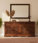 4 DOOR CARVED WOOD SIDEBOARD W/ DRAWERS
