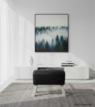 LEATHER & WOOD UPHOLSTERED BENCH STOOL