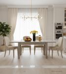 EXTENDABLE SOLID WOOD DINING TABLE W/ SELF-STORING EXTENSIONS