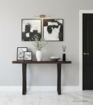 Solid Wood & Iron Console Table w/ Glass Top