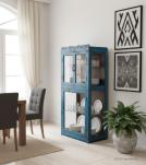 VINTAGE RECLAIMED TEAK & GLASS CABINET W/ SHELVES