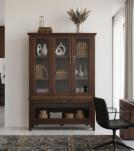 VINTAGE SOLID RECLAIMED TEAK WOOD & GLASS CABINET