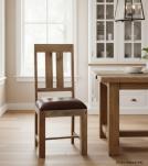 SOLID WOOD DINING CHAIR W/ GENUINE LEATHER UPHOLSTERED SEAT