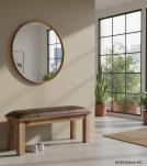 SOLID WOOD & LEATHER BENCH