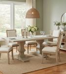SOLID WOOD PEDESTAL EXTENSION DINING TABLE
