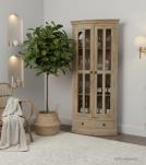SOLID WOOD & GLASS CORNER CABINET W/ 2 DRAWERS
