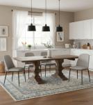 SOLID WOOD PEDESTAL EXTENSION DINING TABLE