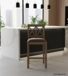 SOLID WOOD COUNTER STOOL W/ FULL HIDE LEATHER SEAT