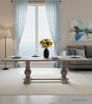 SOLID WOOD PEDESTAL EXTENSION DINING TABLE