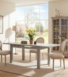 EXTENDABLE SOLID WOOD DINING TABLE W/ SELF-STORING EXTENSIONS