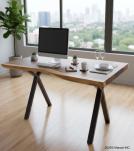 LIVE EDGE SOLID SUAR WOOD TABLE W/ METAL BASE