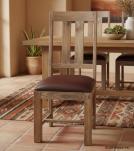 SOLID WOOD DINING CHAIR W/ GENUINE LEATHER UPHOLSTERED SEAT
