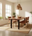 LIVE EDGE SOLID SUAR WOOD TABLE W/ METAL BASE