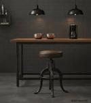 ADJUSTABLE HEIGHT IRON & LEATHER STOOL