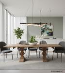 SOLID WOOD PEDESTAL EXTENSION DINING TABLE