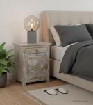 SOLID RECLAIMED TEAK WOOD W/ CARVED FISH END TABLE / NIGHTSTAND