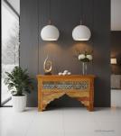 HAND CARVED SOLID RECLAIMED TEAK WOOD CONSOLE