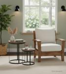 SET OF 2 STACKING SIDE TABLES WOOD & IRON