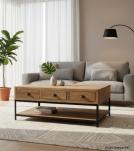 SOLID WOOD & IRON COFFEE TABLE