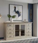 SOLID WOOD 8 DRAWERS 2 GLASS DOORS SIDEBOARD