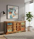WOODEN 6 DRAWER SIDEBOARD