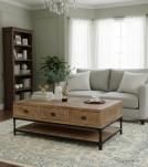 SOLID WOOD & IRON COFFEE TABLE