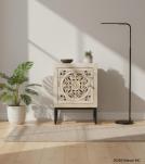carved 1 drawer / 1 door end table