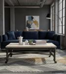 SOLID WOOD & IRON COFFEE TABLE ON WHEELS