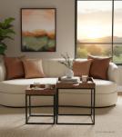 PAIR OF SOLID WOOD & IRON END TABLES