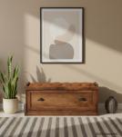 Wood Trunk w/ Upholstered Leather Top