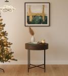 SOLID WOOD & IRON ROUND SIDE TABLE / OCCASIONAL TABLE