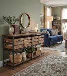 SOLID WOOD & IRON CONSOLE W/ BASKETS