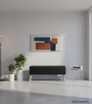 LEATHER & WOOD UPHOLSTERED BENCH