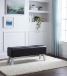 LEATHER & WOOD UPHOLSTERED BENCH